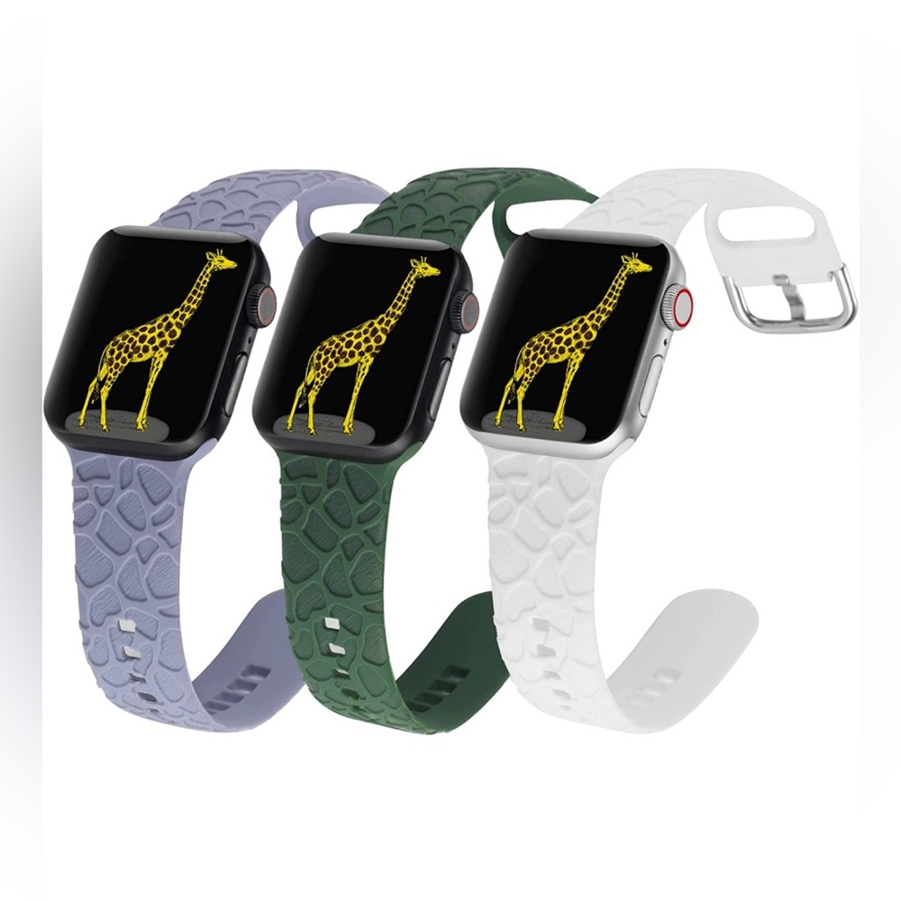 Apple Watch Band Animals Grain Engraved Silicone Band (PACK OF 3)